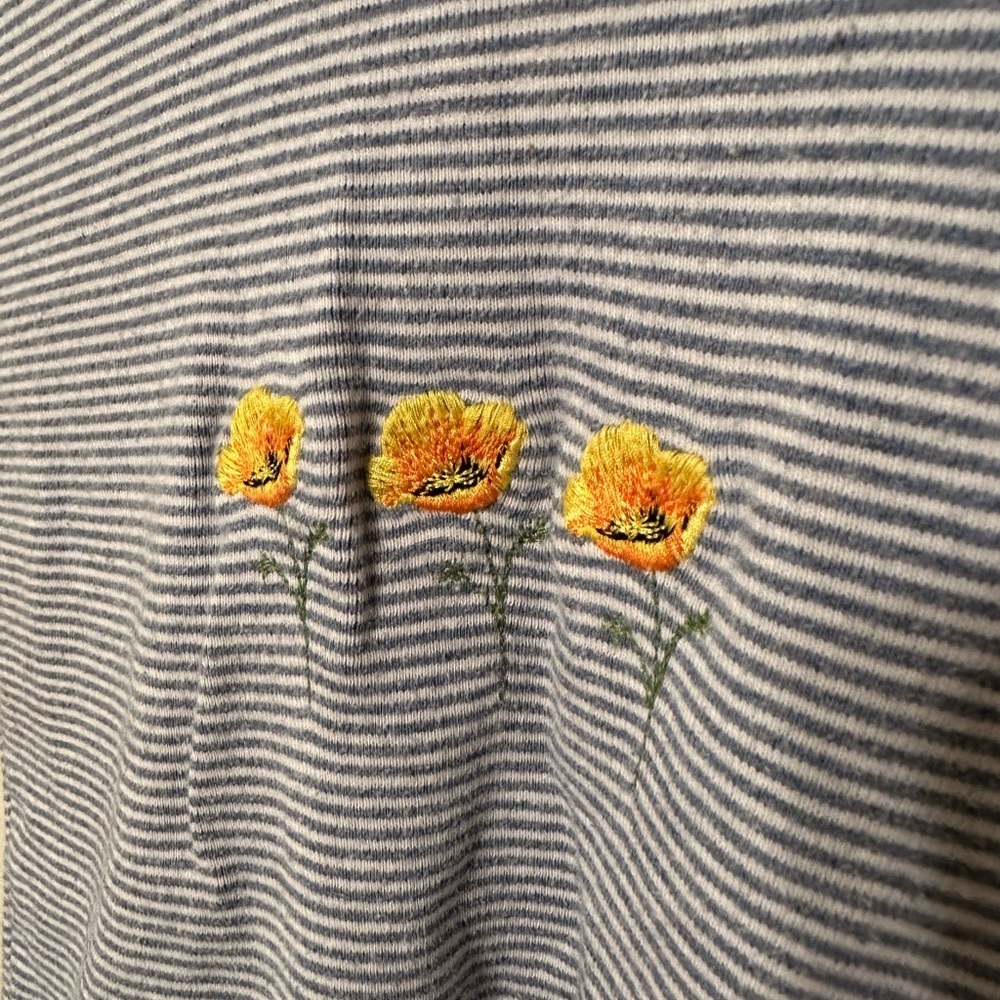 Brandy Melville Embroidered Striped Cropped T Shirt - Picture 3 of 5